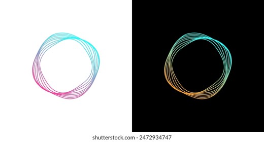 Abstract oval line logo geometric circle background shape icon vector