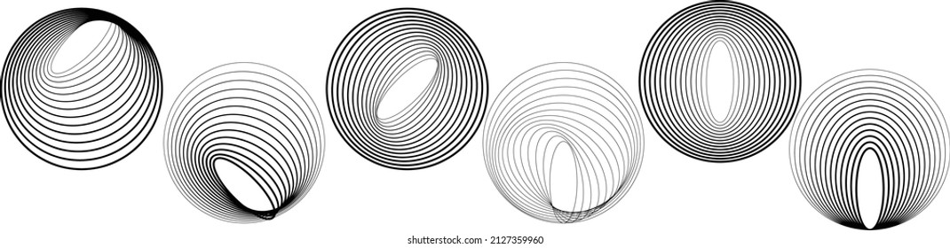 Abstract oval Lines Background with geometric circles . Vector rotating ellipse Line Design . Poster template . Concentric circles logo .Minimal art 