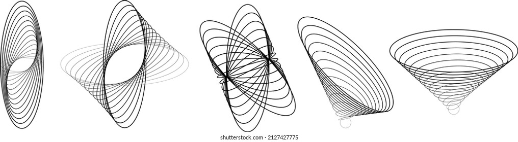 Abstract oval Lines Background with geometric circles . Vector rotating ellipse Line Design . Poster template . Concentric circles logo .Blending shapes .