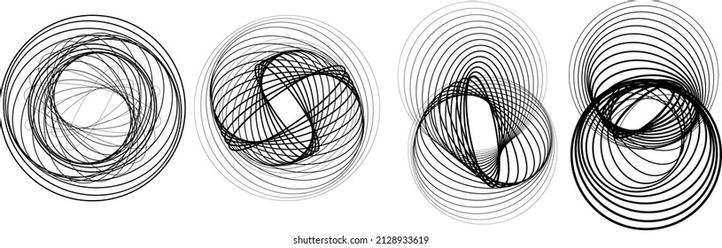 Abstract oval Lines Background with geometric circles . Vector rotating ellipse Line Design . Poster template . Concentric circles logo .Minimal art 