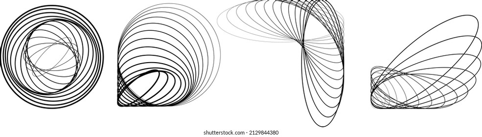 Abstract oval Lines Background with geometric circles . Vector rotating ellipse Line Design . Poster template . Concentric circles logo .Minimal art 