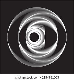 Resumen de líneas ovaladas Fondo con círculos geométricos . Diseño de líneas de elipse giratoria vectorial. Plantilla de póster . Logo de círculos concéntricos .Arte mínimo 