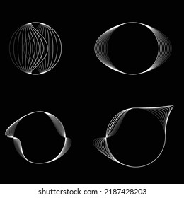 Resumen de líneas ovaladas Fondo con círculos geométricos . Diseño de líneas de elipse giratoria vectorial. Plantilla de póster . Logo de círculos concéntricos .Arte mínimo 