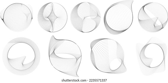 Abstract oval Lines Background with geometric circles . Vector rotating ellipse Line Design . Poster template . Concentric circles logo .Minimal art 