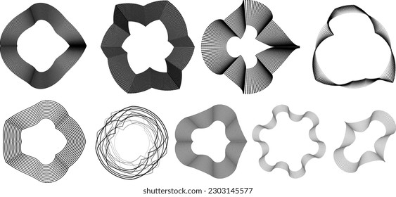 Resumen de líneas ovaladas Fondo con círculos geométricos . Diseño de líneas de elipse giratoria vectorial. Plantilla de póster . Logo de círculos concéntricos .Arte mínimo 
