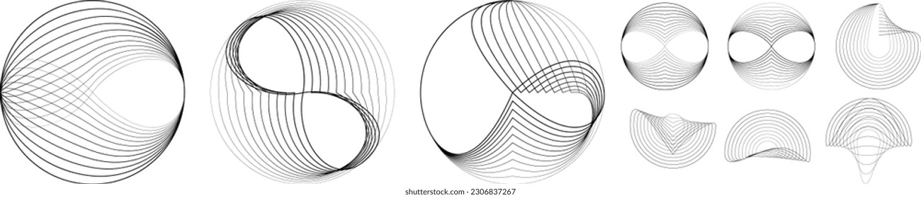 Abstract oval Lines Background with geometric circles . Vector rotating ellipse Line Design . Poster template . Concentric circles logo .Minimal art 