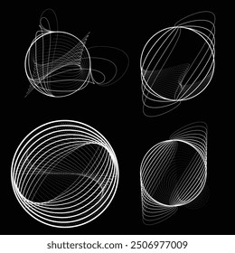 Abstract oval Lines Background with geometric circles . Vector rotating ellipse Line Design . Poster template . Concentric circles logo .Minimal art 