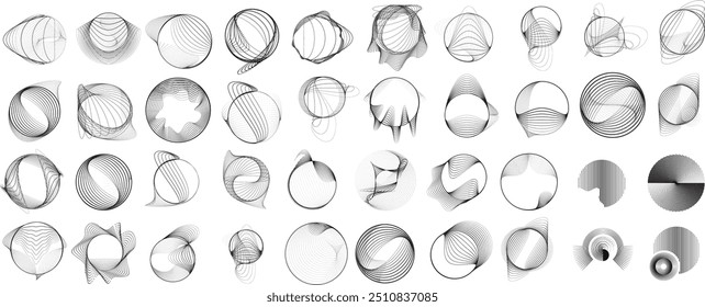 Resumo de linhas ovais Fundo com círculos geométricos . Design de linha de elipse giratória de vetor . Modelo de cartaz . Logotipo de círculos concêntricos .Arte mínima 