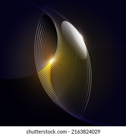 Abstract oval shape from lines on a dark background.