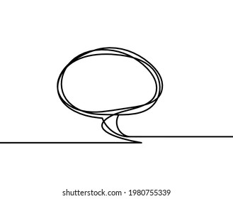 Resumen de burbuja de habla ovalada como dibujo de línea sobre blanco como fondo. Vector