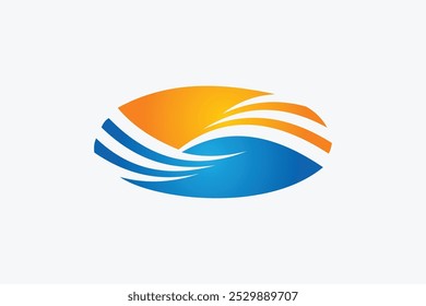 abstract oval sun wave flat vector logo design templates
