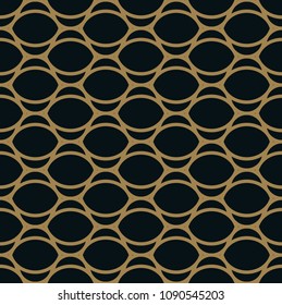 Abstract ovale geometric pattern with lines. seamless vector gold  background.