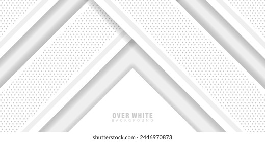abstract over white background, Minimal geometric vector background. Dynamic white shapes with gray lines figures
