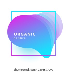 Abstract overlaid dynamical shapes with frame. Flux 3d elements, gradient colors, overlaid neon forms. Template for posters, flyers, banners. Vector illustration