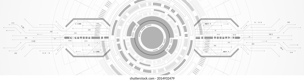 Abstract overlap circle digital background, smart lens technology, circuit board, arrow speed up 