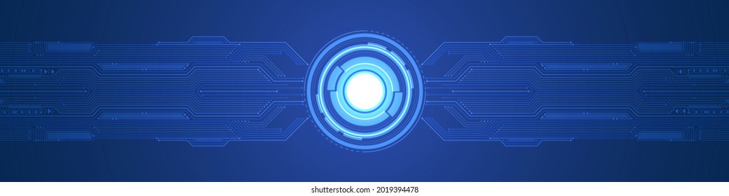 Abstract overlap circle digital background, smart lens technology, circuit board, arrow speed up 