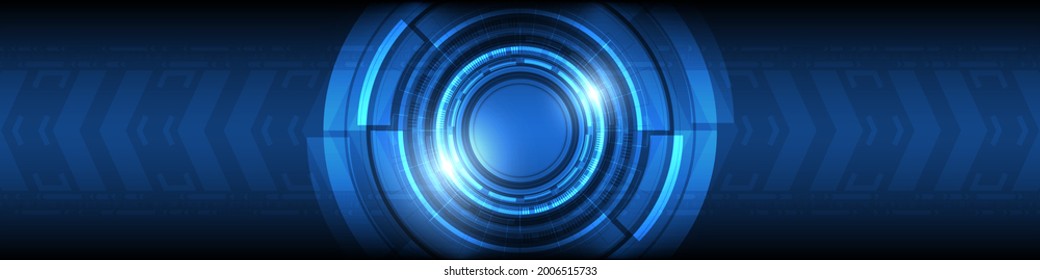 Resumen de la superposición de círculo digital, tecnología de lente inteligente con efecto de luz, velocidad de flecha hacia arriba fondo, espacio en blanco