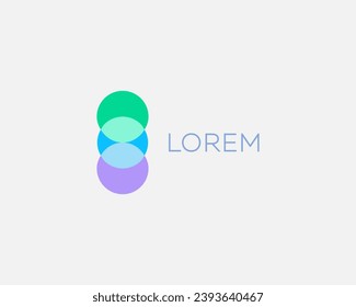 Abstract overlap colorful circles logo. Minimalistic style vector logotype.