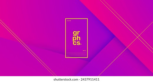 Abstract overlap colorful purple papercut illustration background with gold lines. 3d look and simple pattern. Cool design and luxury. Eps10 vector