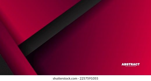 Abstract overlap layer papercut black and red color background vector