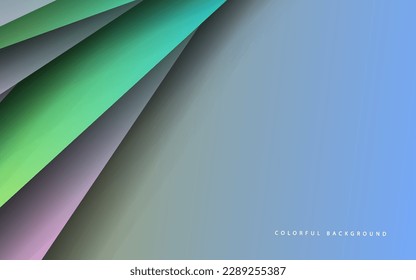 Abstract overlap layer papercut blue and green color background vector