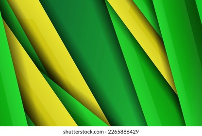 Abstract overlap layer papercut green and yellow color background vector