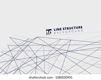 Abstract overlap lines structure perspective on white background. Vector illustration