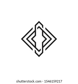 Abstract overlap logo with rhombus design vector template