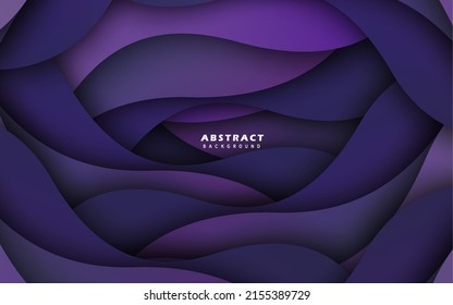 abstract overlap paper cut wave shape  purple color background vector