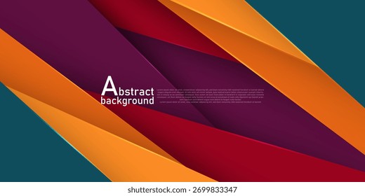 Fundo do triângulo de sobreposição abstrata. Design de corte de papel com o conceito de padrão de elemento de cor verde, laranja e roxo. Vetor Eps10