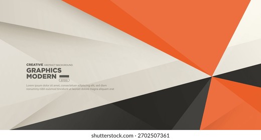 Abstract overlap triangle banner background with orange and gray color element on bright white background. Elegant banner concept with shadow. Eps10 vector