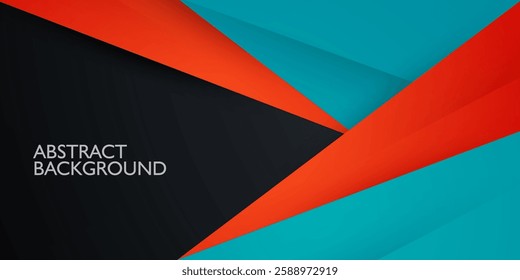 Abstract overlap triangle colorful 3D background with green and orange gradient on dark background. Overlap papercut design pattern background. Eps10 vector