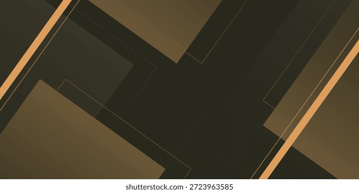 Abstractas triángulo de superposición y fondo de Formas cuadradas. Fondo de color oscuro con diseño de elementos de líneas doradas. Vector Eps10