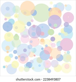 Abstract overlapped pastel multicolour circle shape pattern on white background.  Vector illustration.