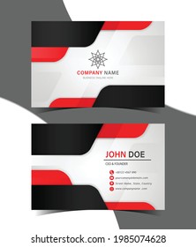 Abstract overlapping black and red color geometric shapes style business or visiting card template design.