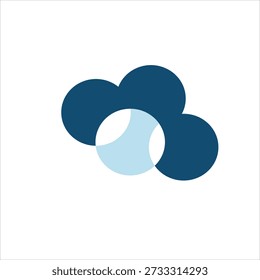 Abstractas que se superpone el logotipo de los círculos azules aislado en el fondo blanco