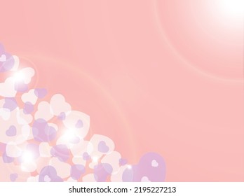 Abstract overlapping bokeh heart shapes with sparkle on pastel pink background. Suitable for wallpaper background, gift wrapping paper. [EPS]