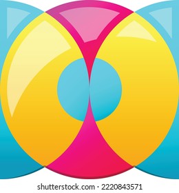 Abstract overlapping circle logo illustration in trendy and minimal style isolated on background