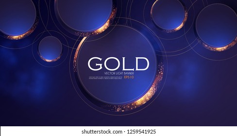 Abstract Overlapping Circles Background with Gold Glitter Effect. Vector illusratration