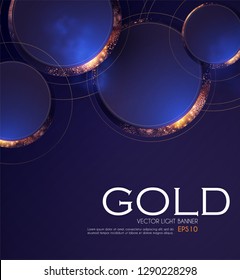 Abstract Overlapping Circles Background with Gold Glitter Effect. Vector illusratration