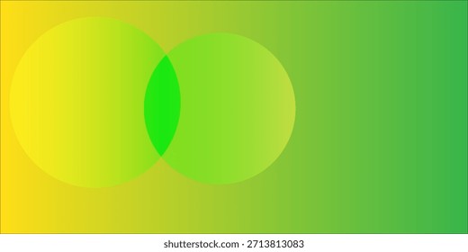 Círculos Abstractas Superpuestos En Gradiente Verde Y Amarillo Con Punto De Acento Azul
