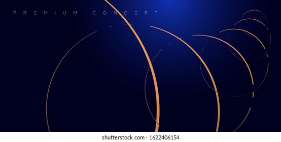Abstract overlapping circles and lines background with gold glitter effect. Vector illustration EPS