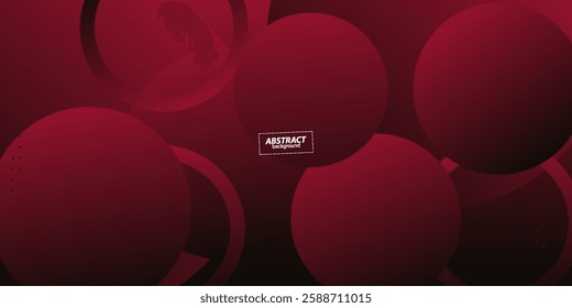 Abstract overlapping circles on dark red background. Modern geometric background pattern design. Vector Eps10