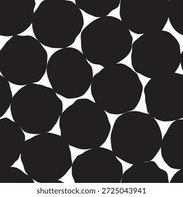 Abstract overlapping circles Seamless Vector Pattern Bold Hand Drawn Circles on white huge polka dot
