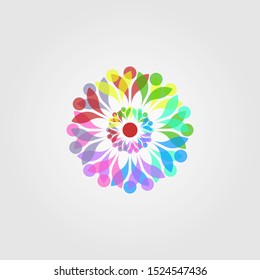 abstract overlapping colorful flower mandala background logo design illustration