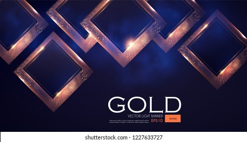 Abstract Overlapping Geometric Background with Gold Glitter Effect.Vector illusratration