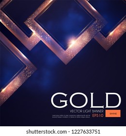 Abstract Overlapping Geometric Background with Gold Glitter Effect.Vector illusratration
