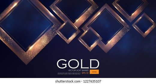 Abstract Overlapping Geometric Background with Gold Glitter Effect.Vector illusratration