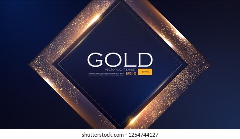 Abstract Overlapping Geometric Background with Gold Glitter Effect.Vector illusratration
