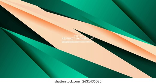 Abstract overlapping green and brown paper cut background. Simple arrow square theme pattern with shadow. Vector eps10